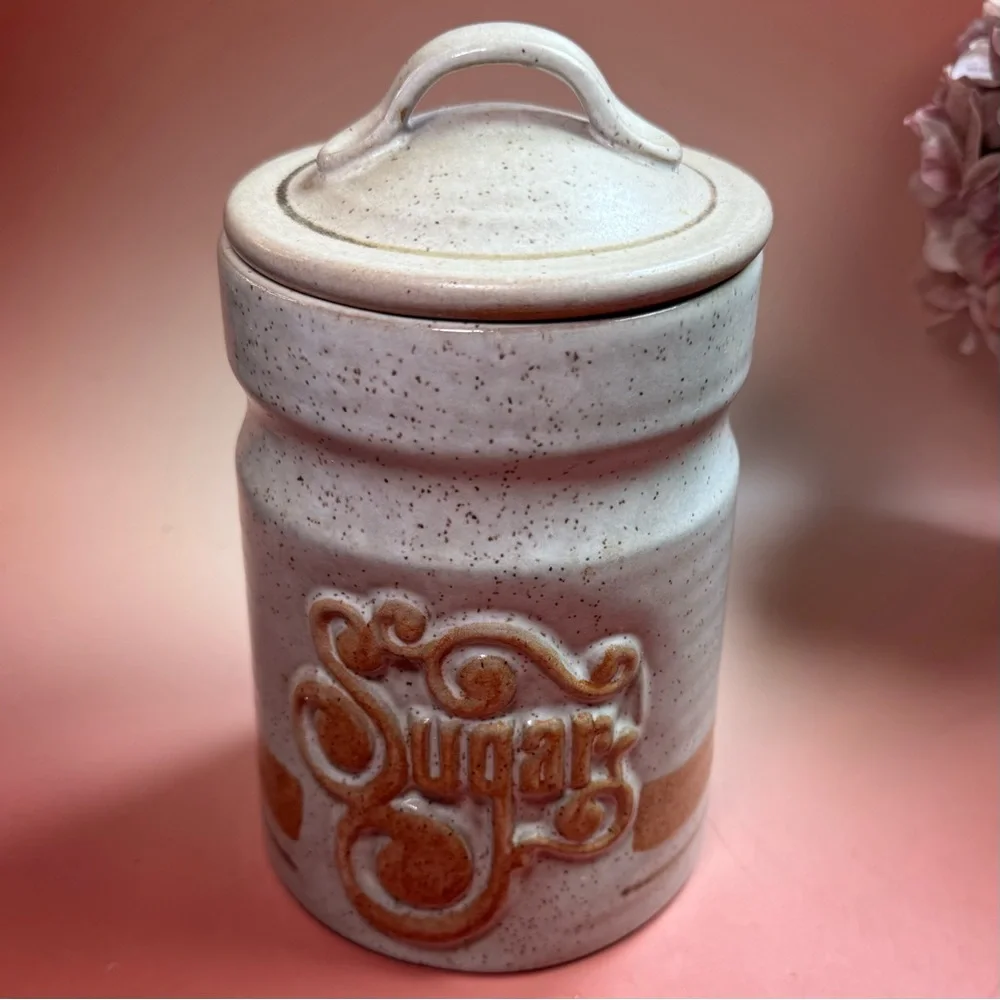 Vintage 1970’s earthware pottery sugar canister